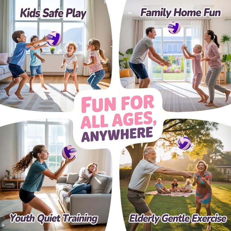 RUN2PEAK Super Soft Light Volleyball - Safe and Quiet Fabric Volleyball Ball for Indoor Play - Official Size 5 Kids Youth Beginners Lightweight Volleyballs Trainer for House Yard Training Practice - Image 5